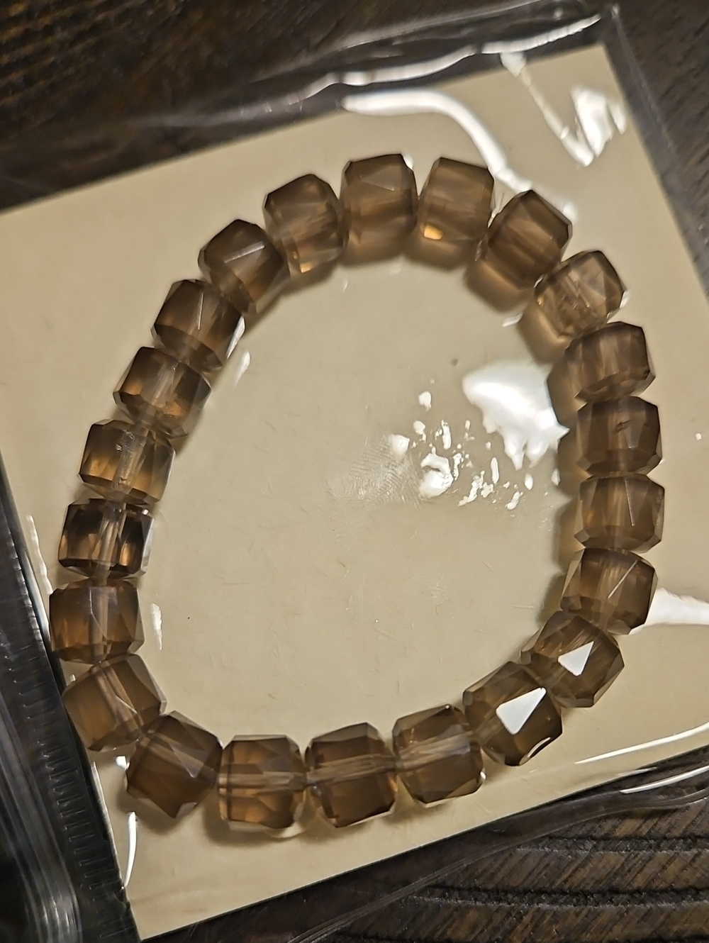 Smoky Quartz Faceted Bead Stretch Bracelet
